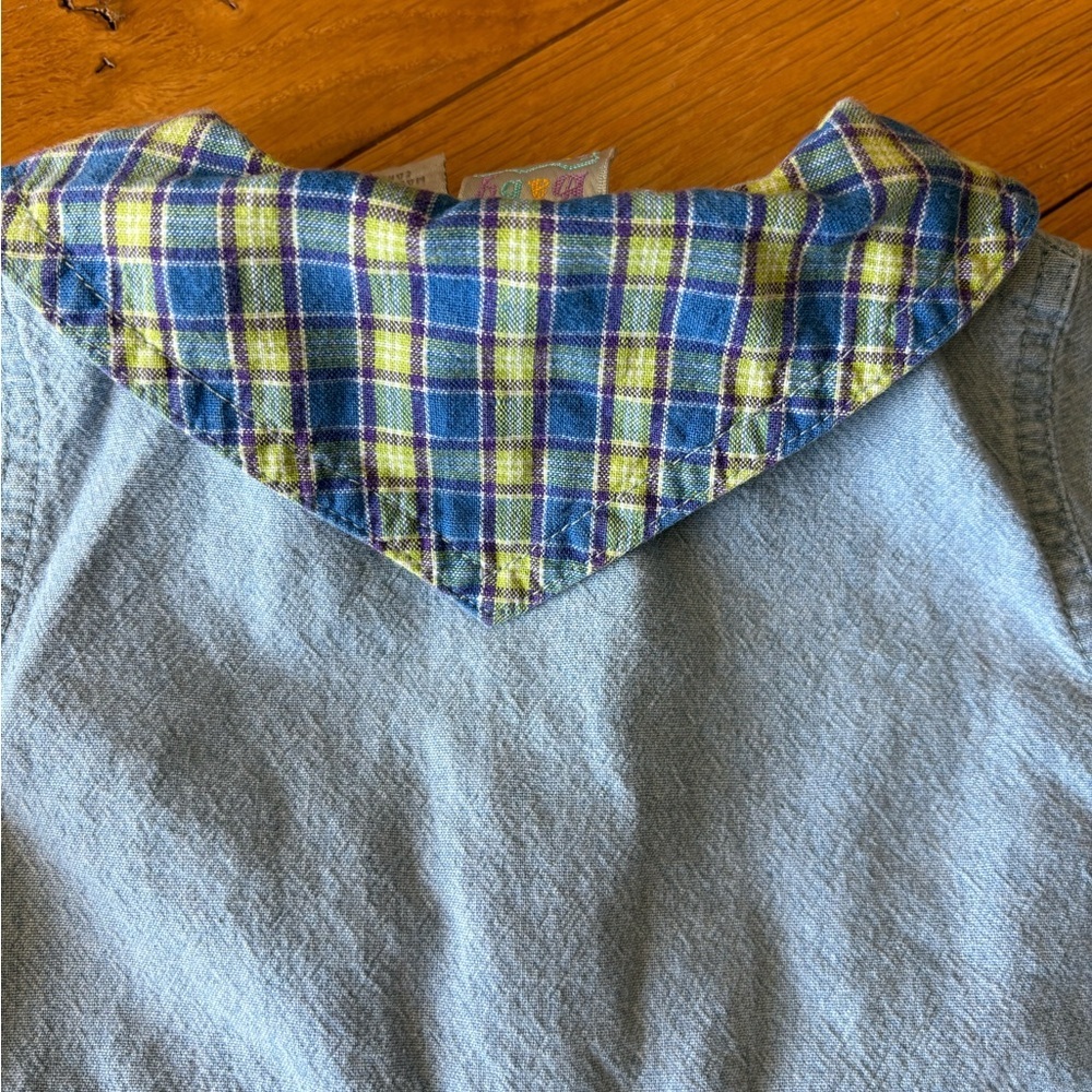 VTG Denim Collared Romper with Embroidered Bugs Size 3/6 Months - Picture 6 of 7
